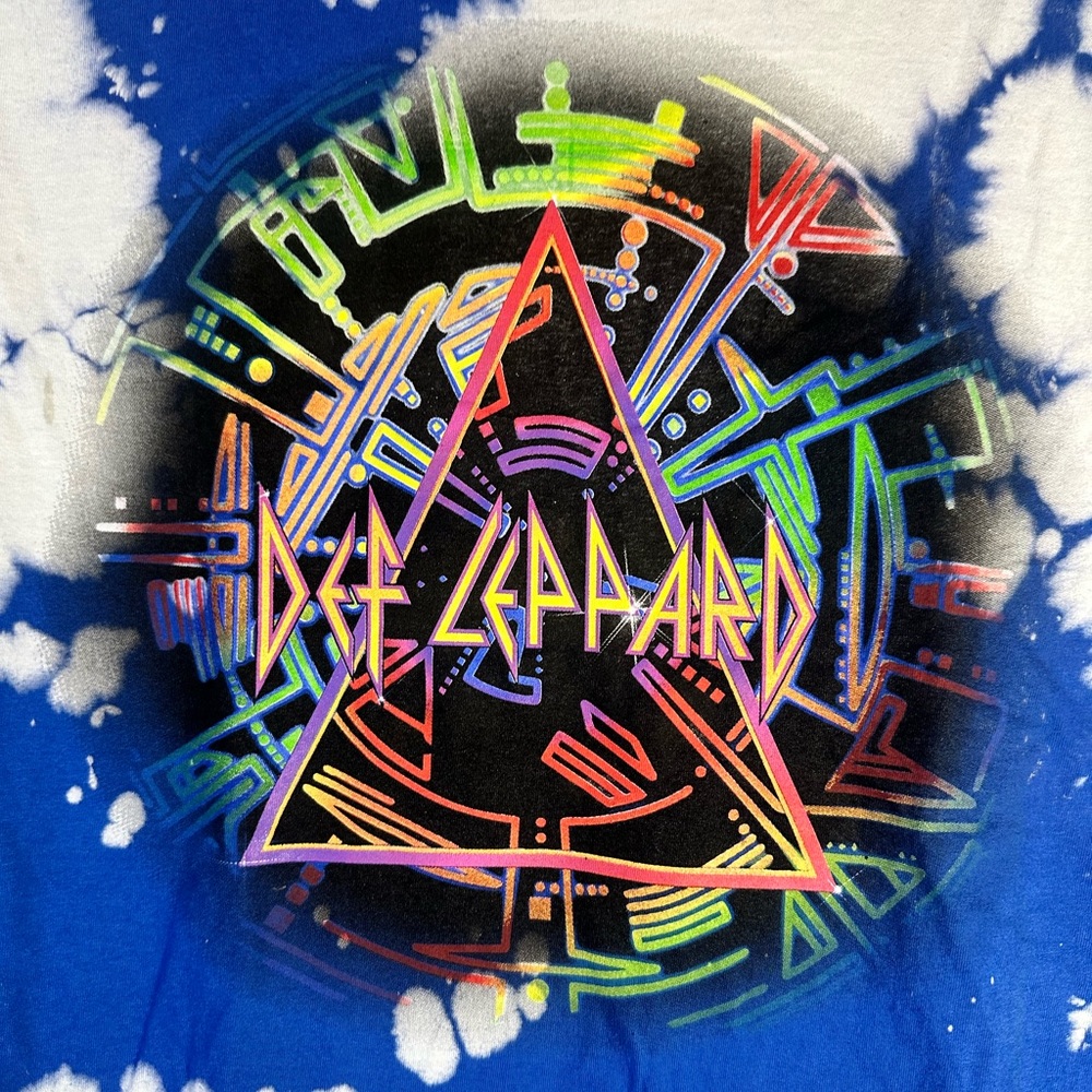 Def Leppard Blue Tie-Dye Graphic T-Shirt XL - Picture 3 of 5